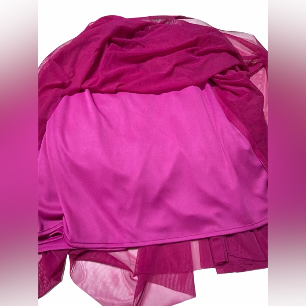 NWT Xscape Evenings Sz 8 Hot Pink Ruched Strapless Maxi Gown Dress Formal $288 - Picture 6 of 8